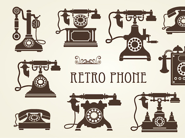 Set of vector retro phones