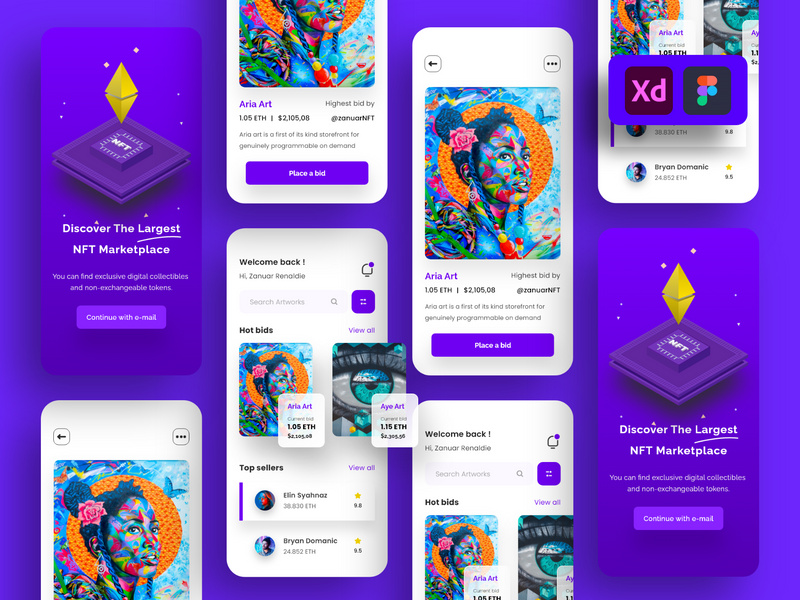 NFT Market Mobile App UI Kits by Infinity_Labs EpicPxls