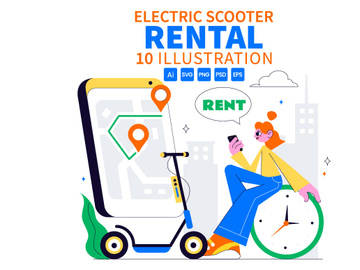 10 Electric Scooter Rental Service Illustration