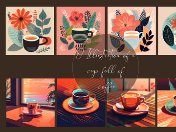 Illustration of a cup full of coffee