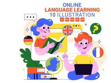 10 Online Language Learning Illustration