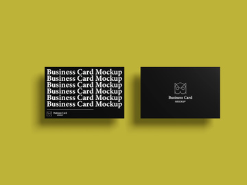 Top view premium business card PSD mockup