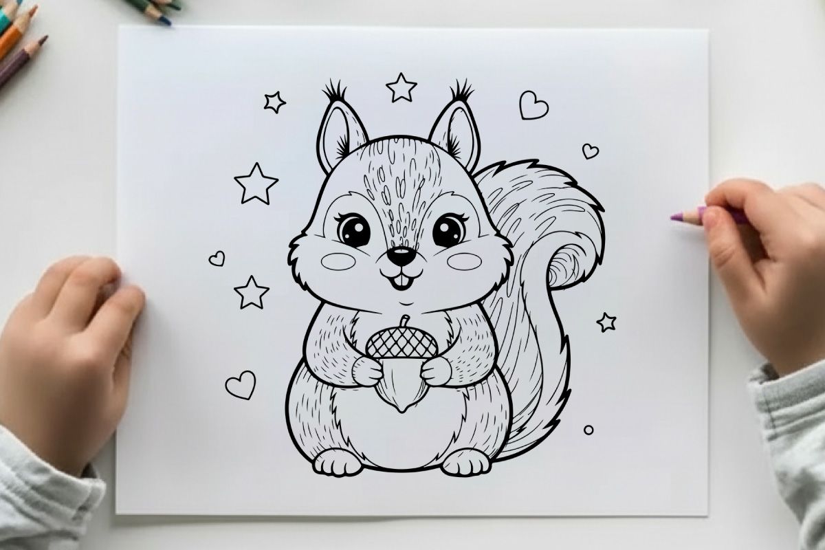 Cute squirrel holding ice cream vector illustration