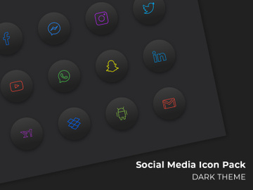 Social Media Icon Pack (Dark Theme)