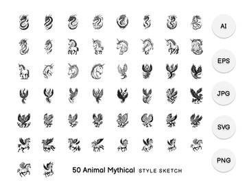 Animal Mythical Element Draw Black