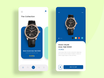 Home and Product details concept screens for Mobile app