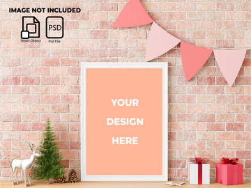 Interior Christmas concept in a frame mockup
