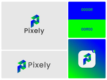 Lettermark p logo design - mobile app icon logo design - Gradient Logo