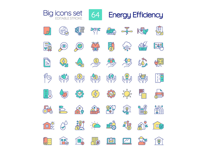 Energy Efficiency RGB Color Icons Set By Bsd Studio EpicPxls