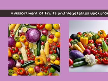 Assortment of Fruits and Vegetables Background