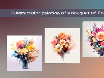 Watercolor painting of a bouquet of flowers