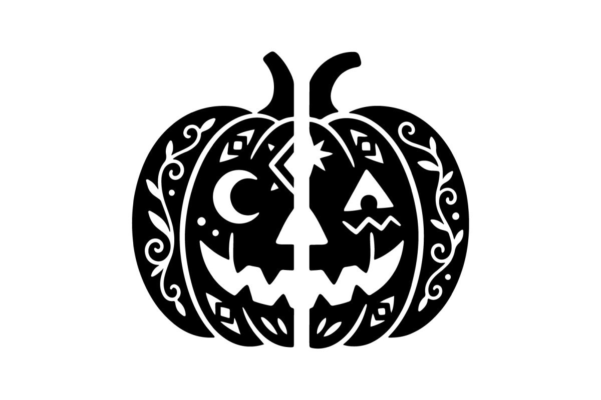 Stylized Halloween Pumpkin with Jack-o'-Lantern Face for Fall Decor