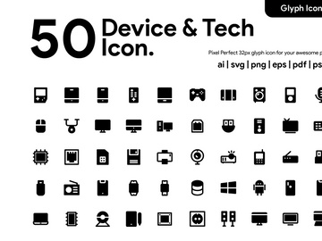 50 Device & Tech Glyph Icon
