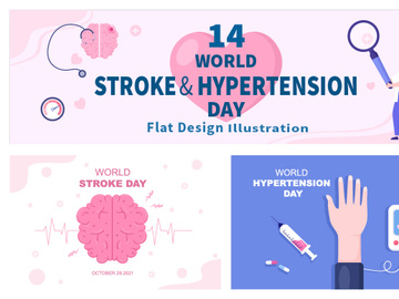 14 World Stroke and Hypertension Day Vector illustration