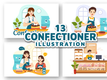 13 Confectioner Vector Illustration