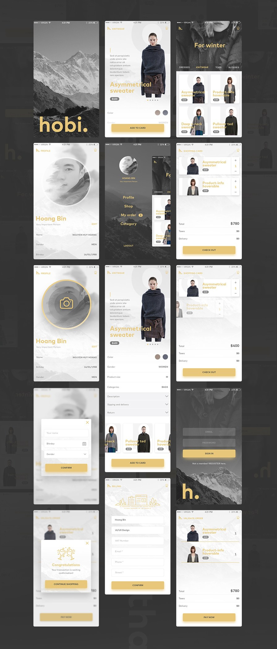 Hobi – Kostenloses Mobile App UI Kit