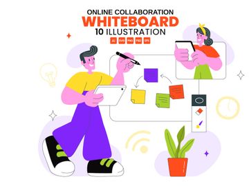 10 Online Collaboration Whiteboard Tools Illustration
