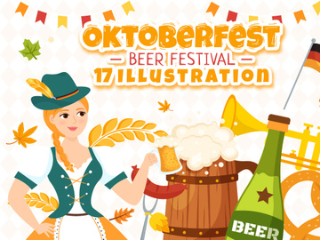 17 Happy Oktoberfest Beer Festival Illustration