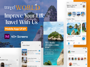 Travel world App - Adobe XD Mobile UI Kit
