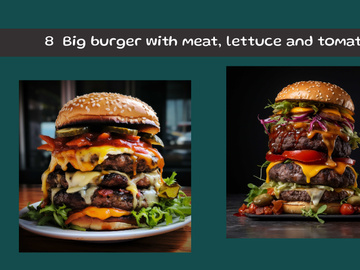 Big burger with meat, lettuce and tomatoes