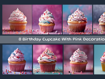 Birthday Cupcake With Pink Decoration