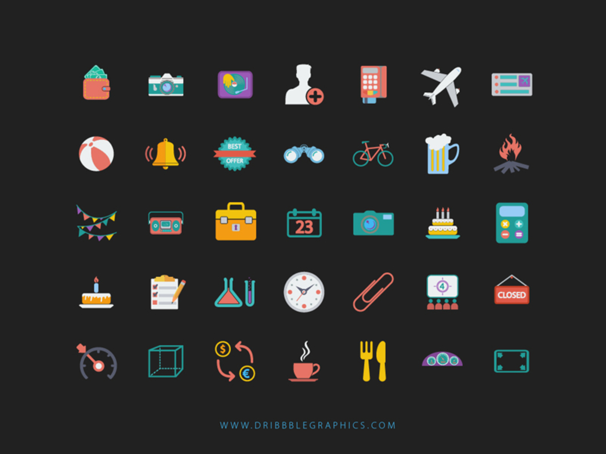 彩色的网页设计图标(Colorful Web Design Icons)插图