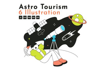 6 Astro Tourism Vector Illustration