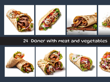 Doner kebab with meat and vegetables