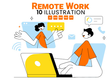 10 Home Remote Working Setup Illustration