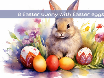 Easter bunny with Easter eggs