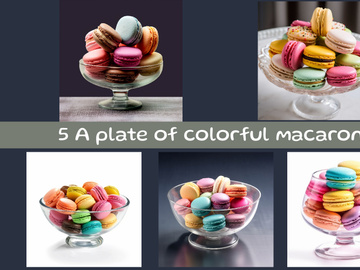 A plate of colorful macarons