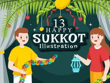13 Jewish Holiday Sukkot Illustration