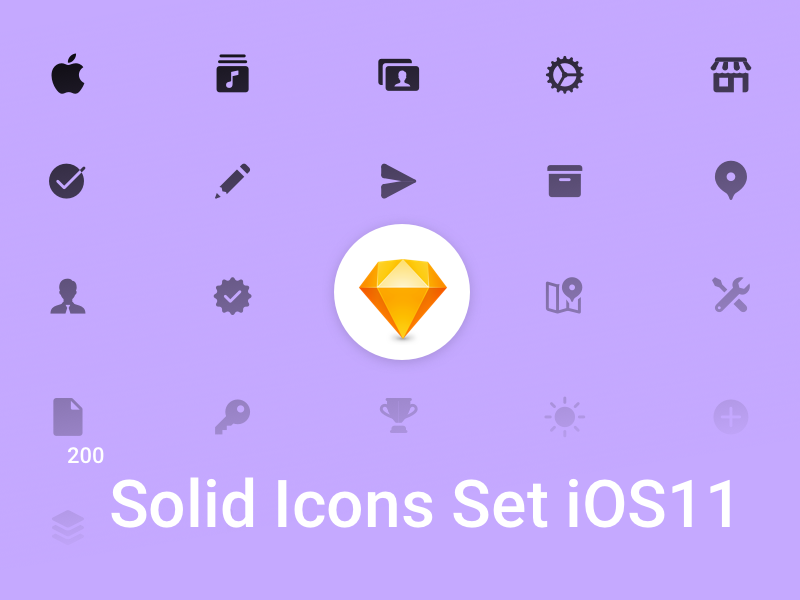 200个免费固体图标iOS 11(200 Free Solid Icons iOS 11)插图