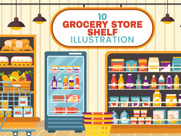 10 Grocery Store Shelf Illustration