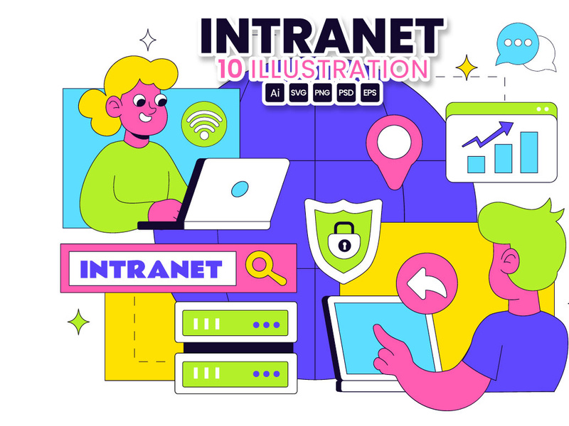 10 Intranet Technology Illustration by denayuneep ~ EpicPxls