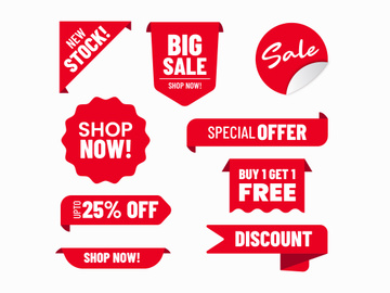 Red Sale Badges & Discount Labels – Editable Vector Pack for Promotions