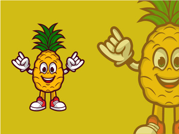 Pineapple  Cartoon mascot Logo Design Template