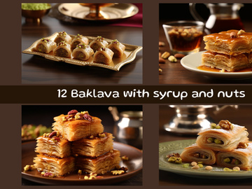 Baklava with syrup and nuts