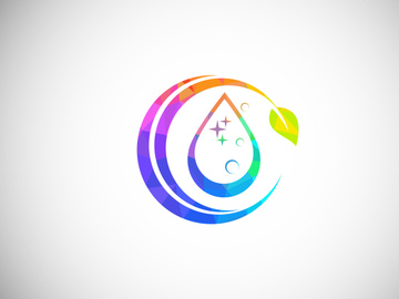 Low Poly Cleaning Service Logo Design Template, Cleaning Company Logo Sign Symbol.