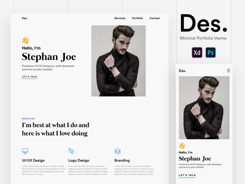 Des. Minimal Portfolio Website UI Kit by Make it Easily ~ EpicPxls