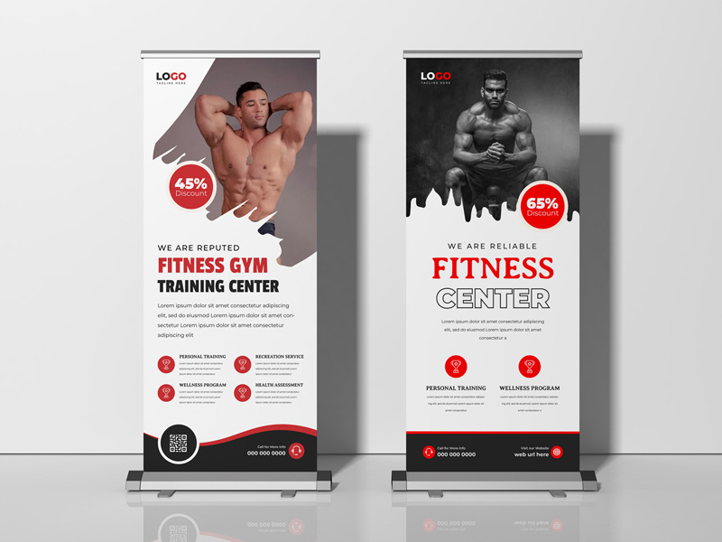 Plantilla de Banner Desplegable para Gimnasio de Fitness Ver-1