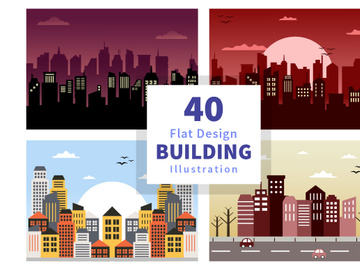 40 Buildings Background Illustration