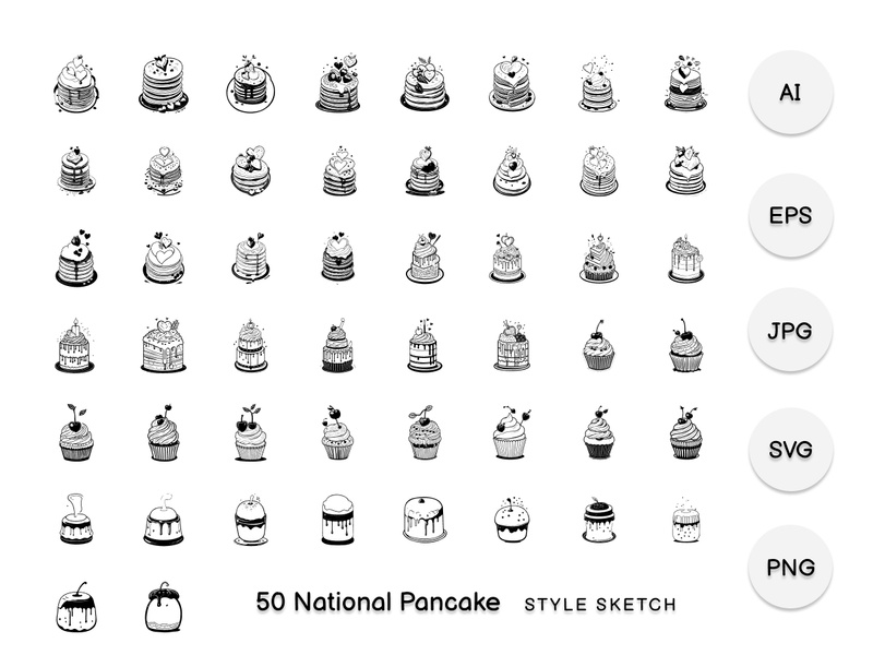 National Pancake Element Draw Black by LgsDesign ~ EpicPxls