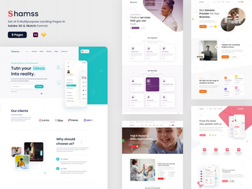 Shams is a pack of 8 landing pages in high quality XD format