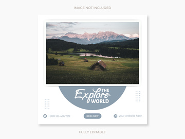 Social media design post travel, Template for social media post, template design for travel ads