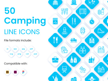 50 Camping Linear Icons