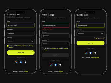 Gymnation - Register Login