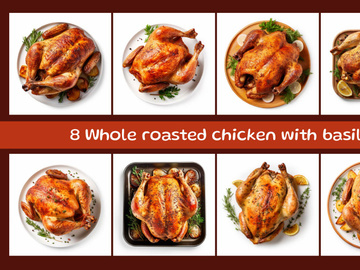 Whole roasted chicken with basil