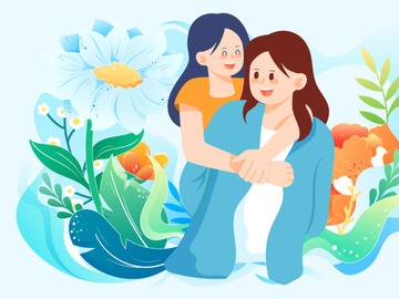 Mother's day mother holding flowers vector illustration