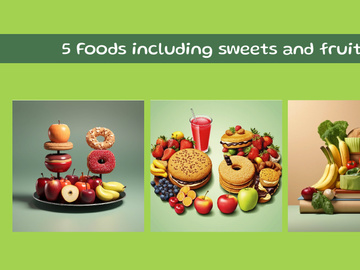 Foods including sweets and fruits